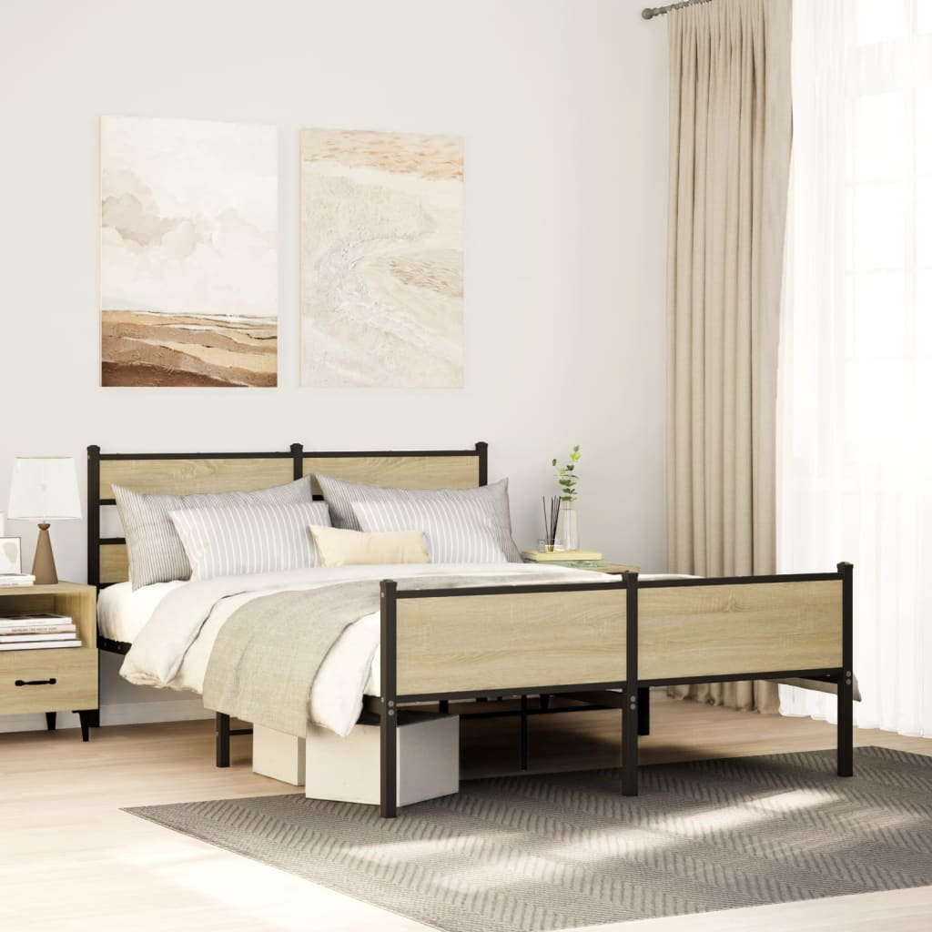 Giroletto senza Materaso in Metallo Rovere Sonoma 160x200 cm | homemem39