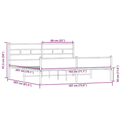 Giroletto senza Materaso in Metallo Rovere Sonoma 180x200 cm