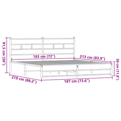 Giroletto senza Materaso in Metallo Rovere Marrone 183x213 cm - homemem39
