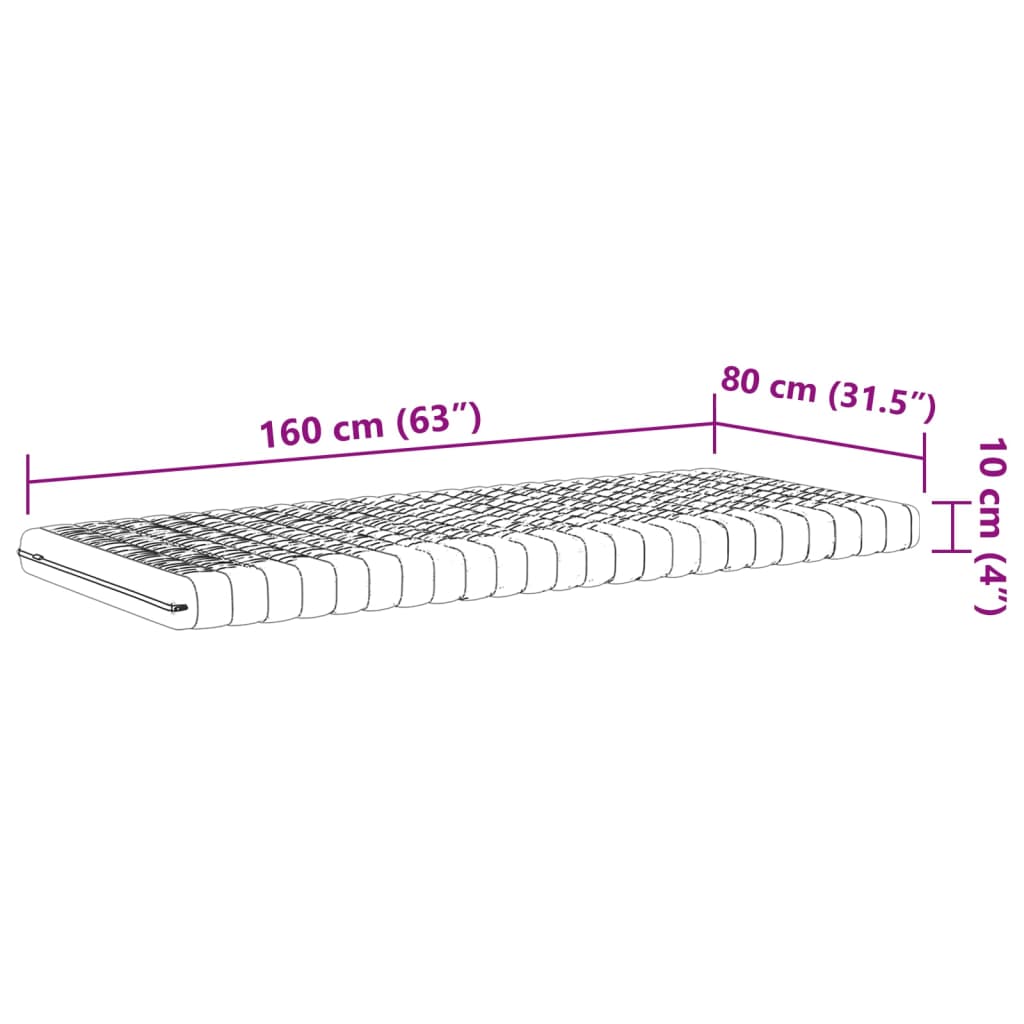 Schaumstoffmatratze für Kinder, weiß, 80 x 160, 7 Zonen, Härte 20 ILD