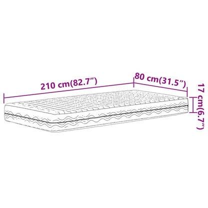 Materasso in Schiuma Bianco 80x210 cm Durezza H2 H3