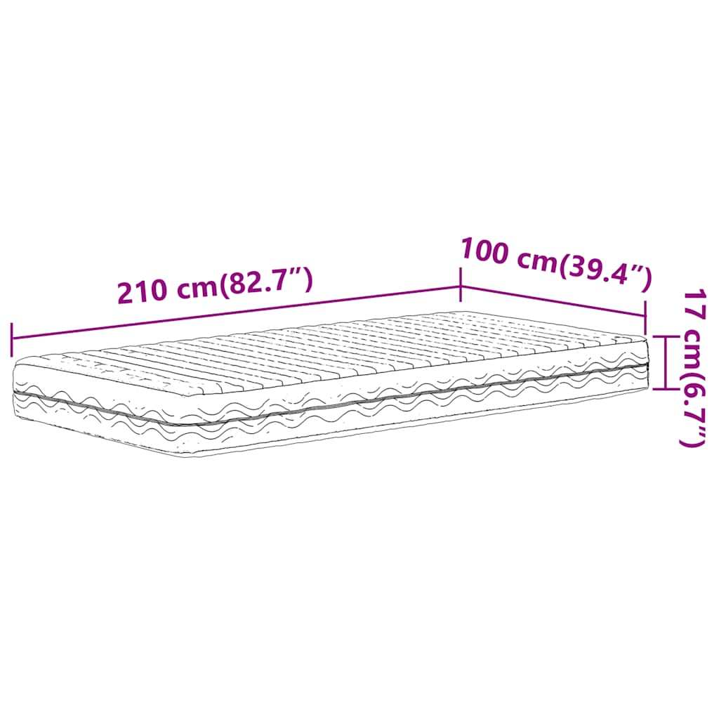 Materasso in Schiuma Bianco 100x210cm Durezza H2 H3