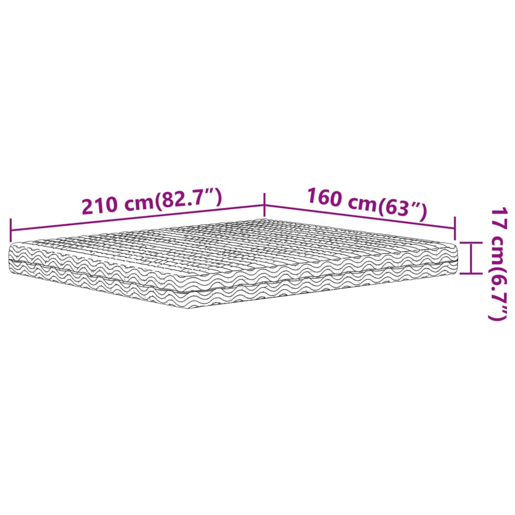 Materasso in Schiuma Bianco 160x210 cm Durezza H2 H3