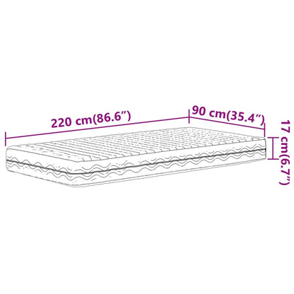 Materasso in Schiuma Bianco 90x220 cm Durezza H2 H3