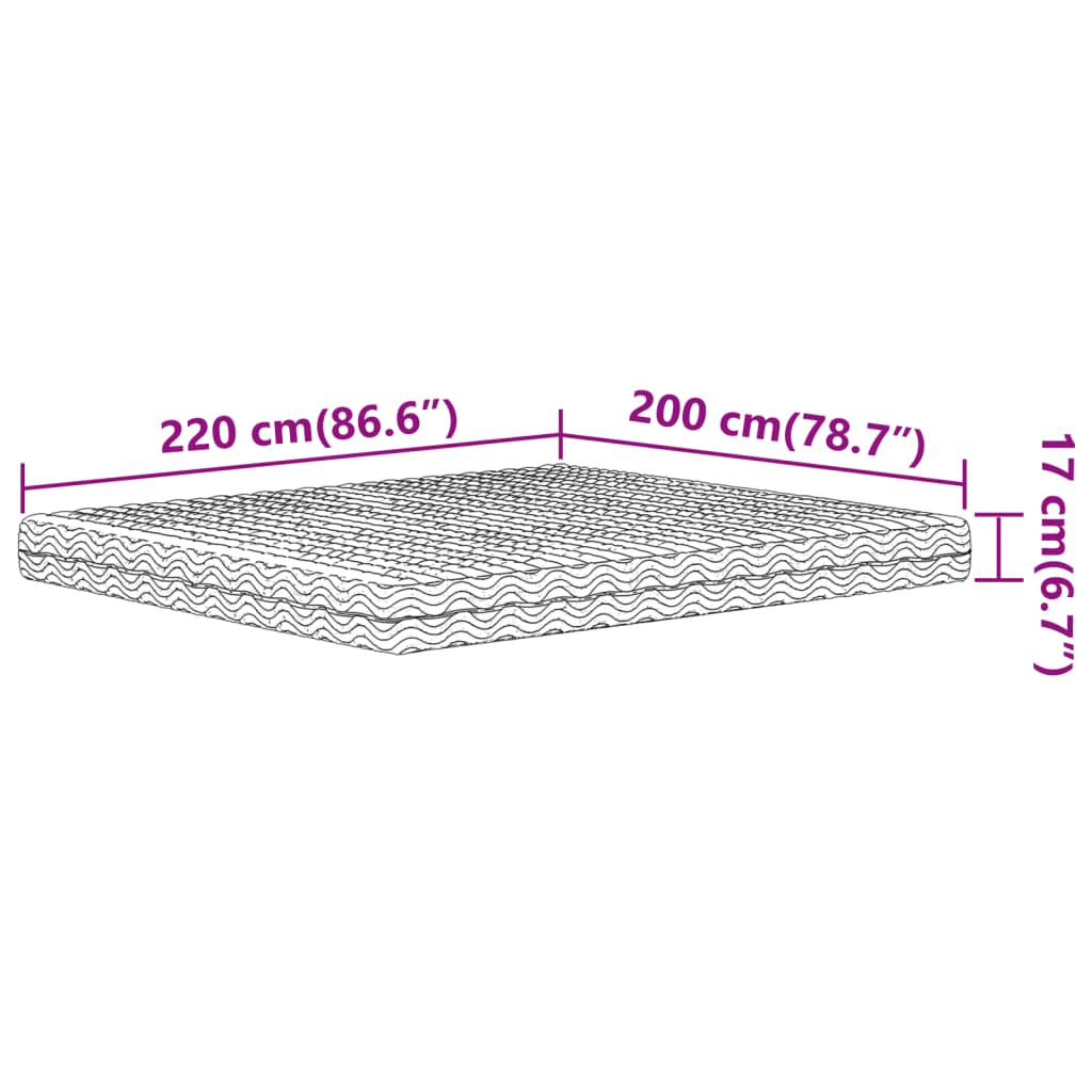 Materasso in Schiuma Bianco 200x220cm Durezza H2 H3