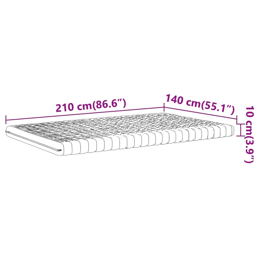 Materasso in Schiuma Bianco 140x210 cm 7 Zone Durezza 20 ILD