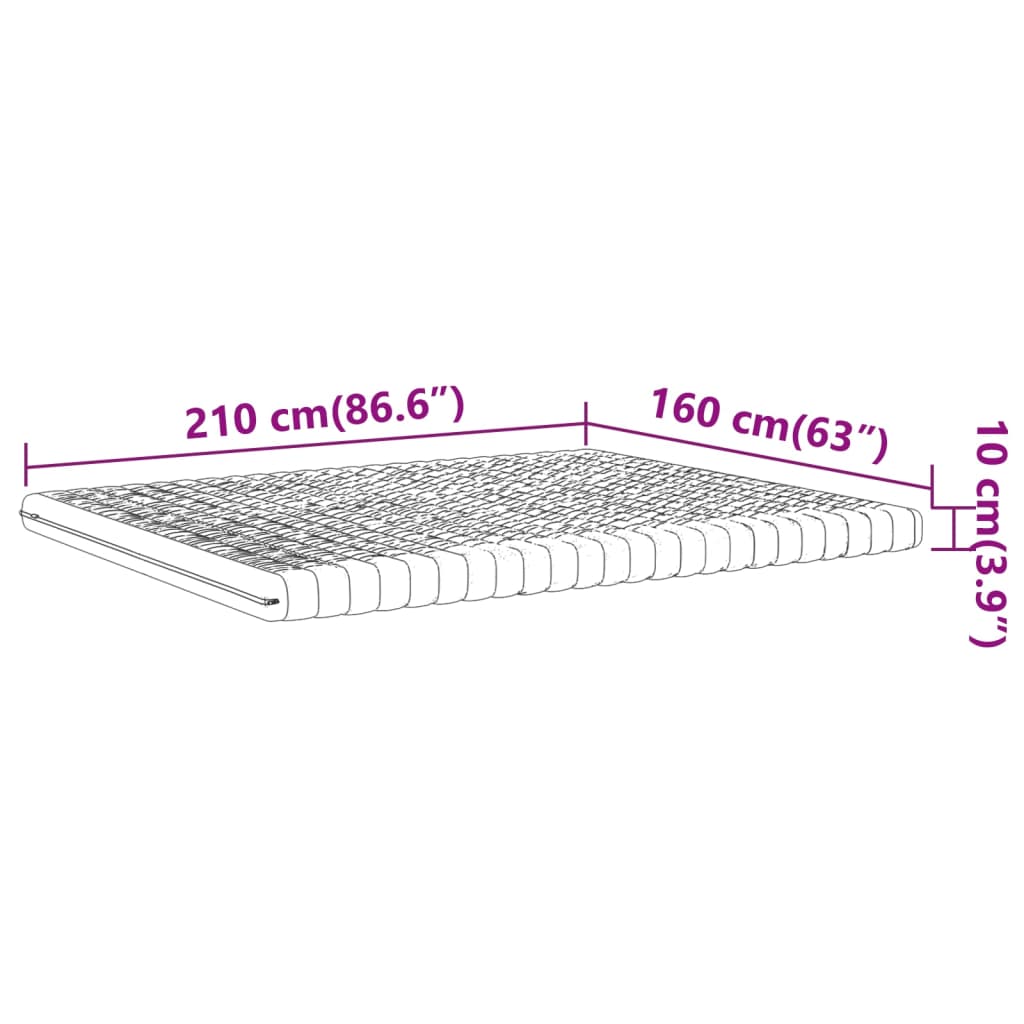 Materasso in Schiuma Bianco 160x210 cm 7 Zone Durezza 20 ILD