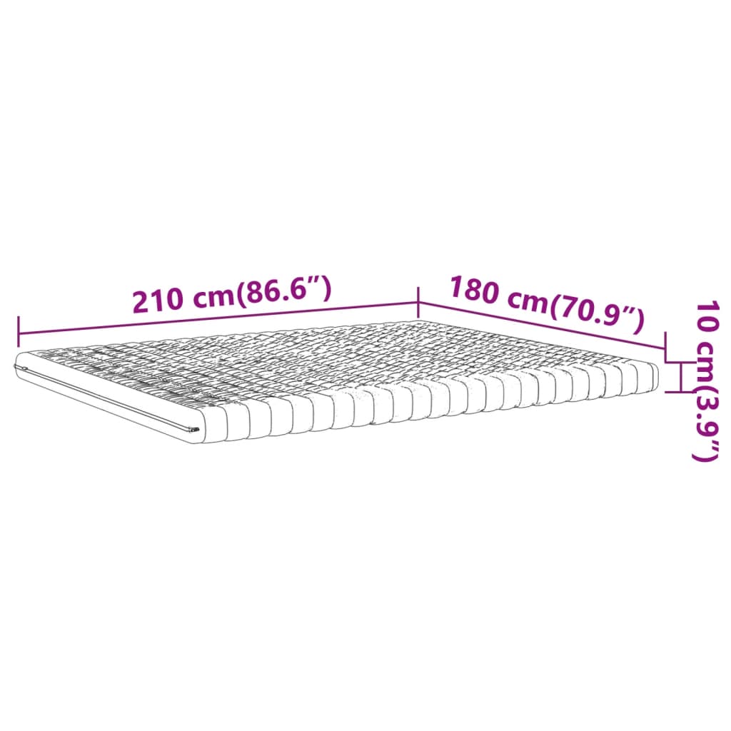 Materasso in Schiuma Bianco 180x210 cm 7 Zone Durezza 20 ILD