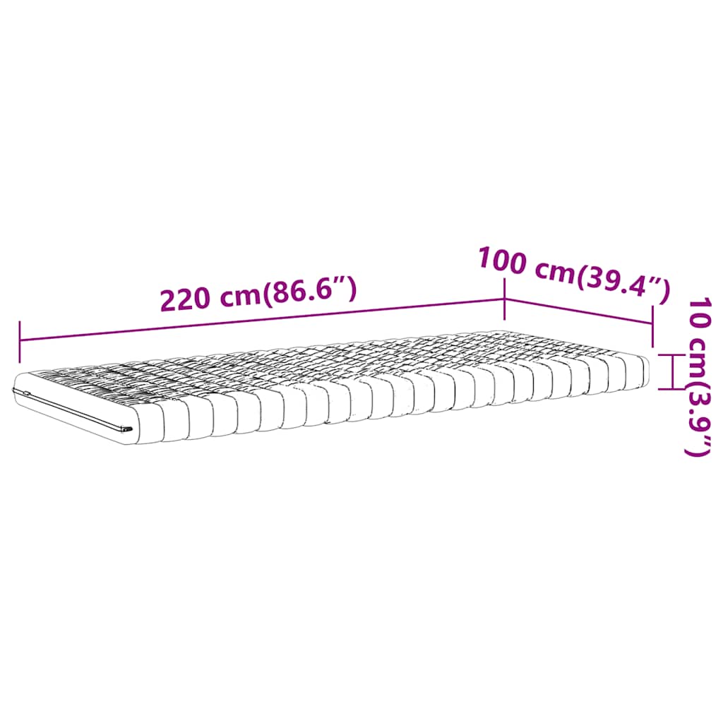 Materasso in Schiuma Bianco 100x220 cm 7 Zone Durezza 20 ILD