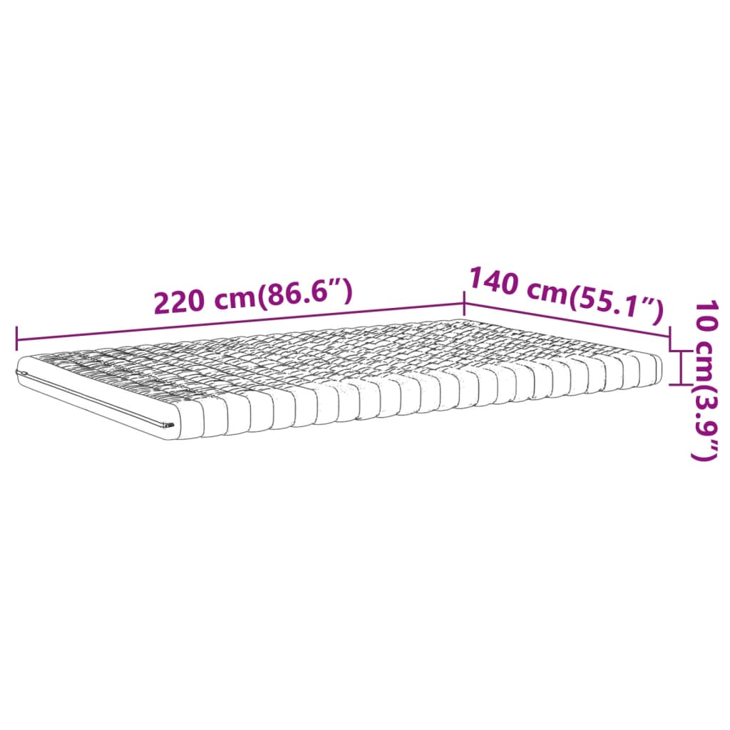 Materasso in Schiuma Bianco 140x220 cm 7 Zone Durezza 20 ILD