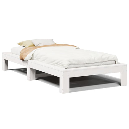 Giroletto senza Materasso Bianco 100x200 cm Legno Massello Pino | homemem39