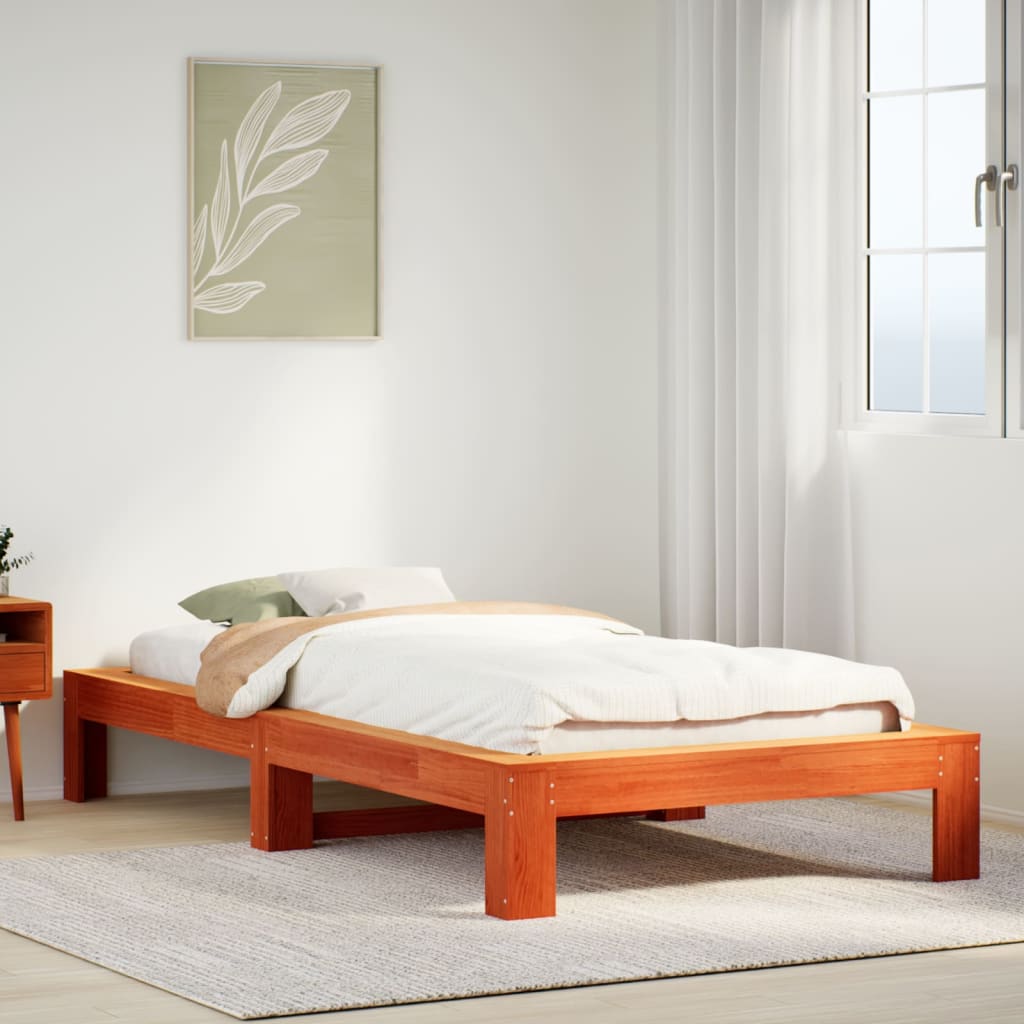 Letto senza Materasso Marrone Cera 100x200 cm in Legno di Pino - homemem39