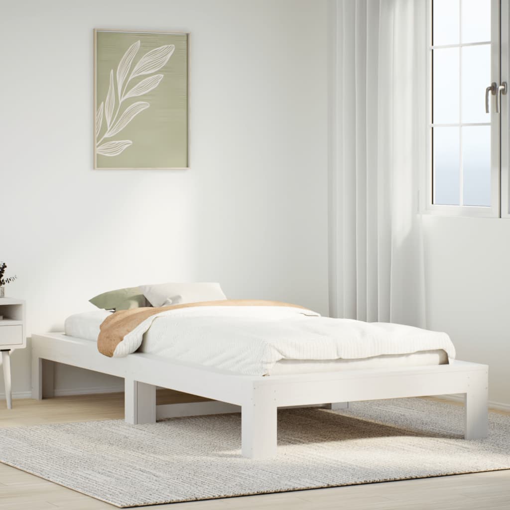 Letto senza Materasso Bianco 90x200 cm Legno Massello di Pino | homemem39