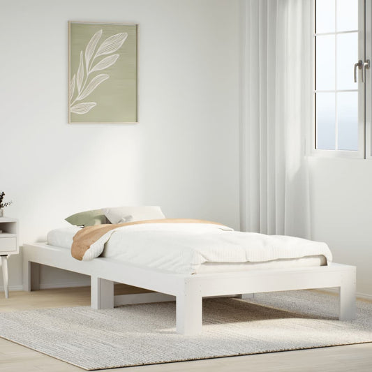 Letto senza Materasso Bianco 90x190 cm in Legno Massello Pino - homemem39