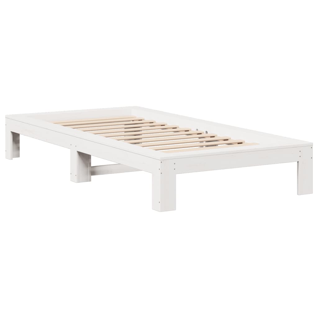 Letto senza Materasso Bianco 75x190 in Legno Massello di Pino | homemem39