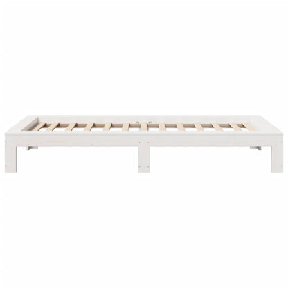 Letto senza Materasso Bianco 75x190 in Legno Massello di Pino - homemem39