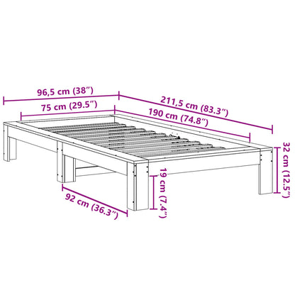 Letto senza Materasso Bianco 75x190 in Legno Massello di Pino | homemem39