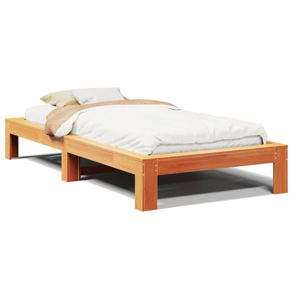 Letto senza Materasso Marrone Cera 75x190 cm in Legno di Pino | homemem39