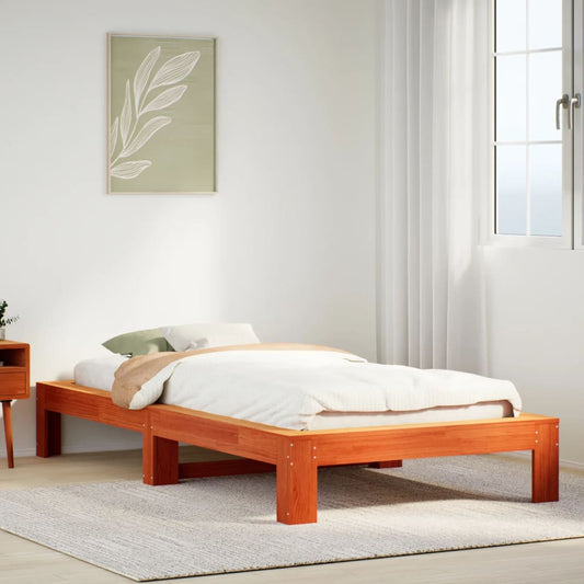 Letto senza Materasso Marrone Cera 75x190 cm in Legno di Pino | homemem39