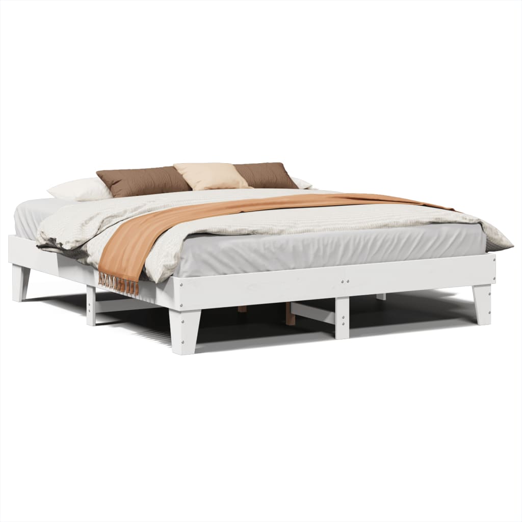Giroletto senza Materasso Bianco 200x200 cm Legno Massello Pino | homemem39