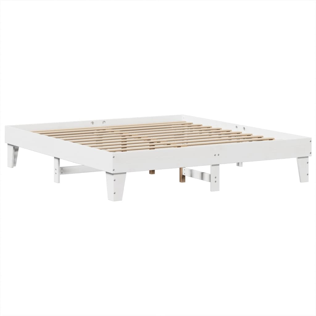 Giroletto senza Materasso Bianco 200x200 cm Legno Massello Pino - homemem39