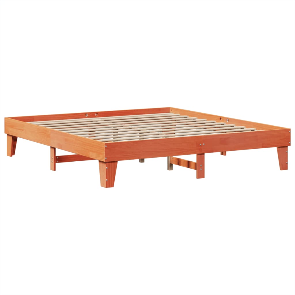 Letto senza Materasso Marrone Cera 200x200 cm in Legno di Pino - homemem39
