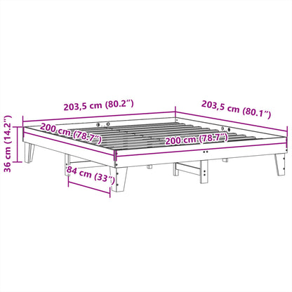 Letto senza Materasso Marrone Cera 200x200 cm in Legno di Pino | homemem39