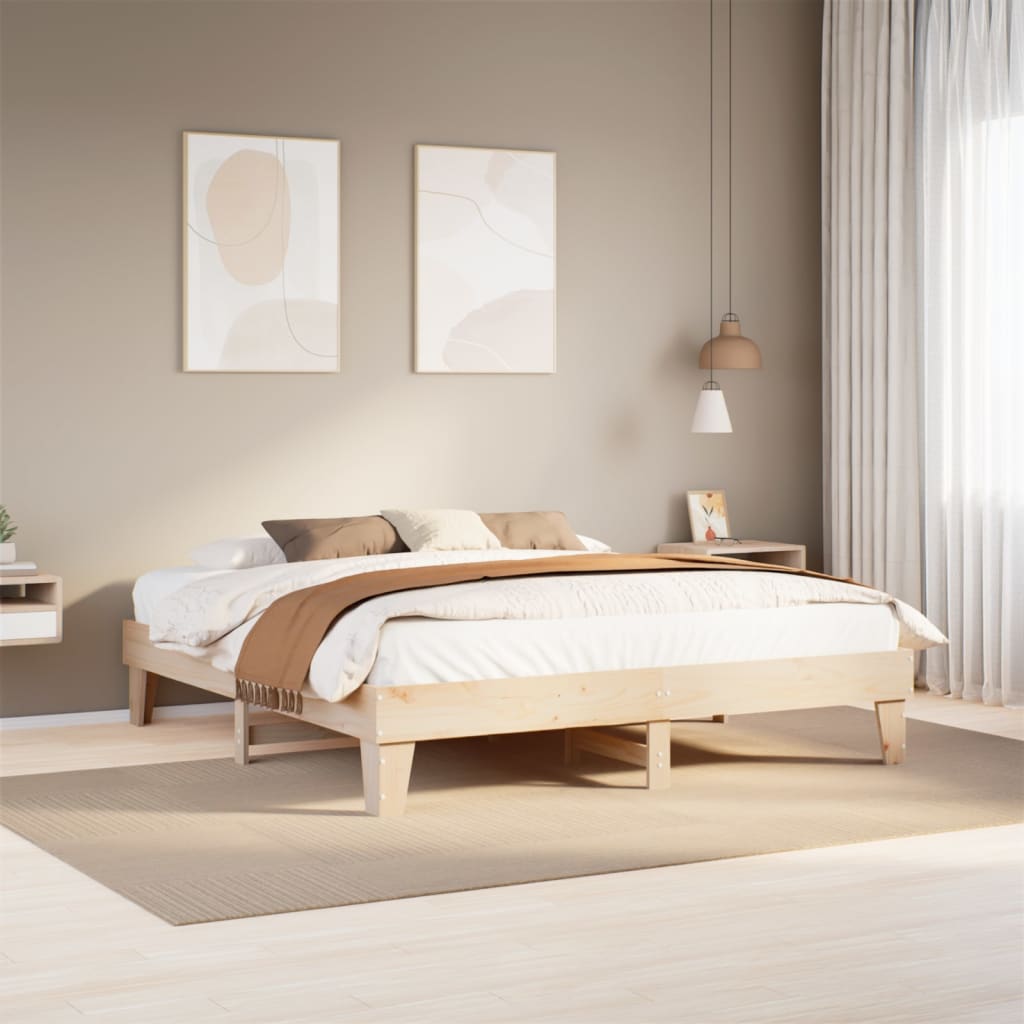 Letto senza Materasso 180x200 cm in Legno Massello di Pino - homemem39