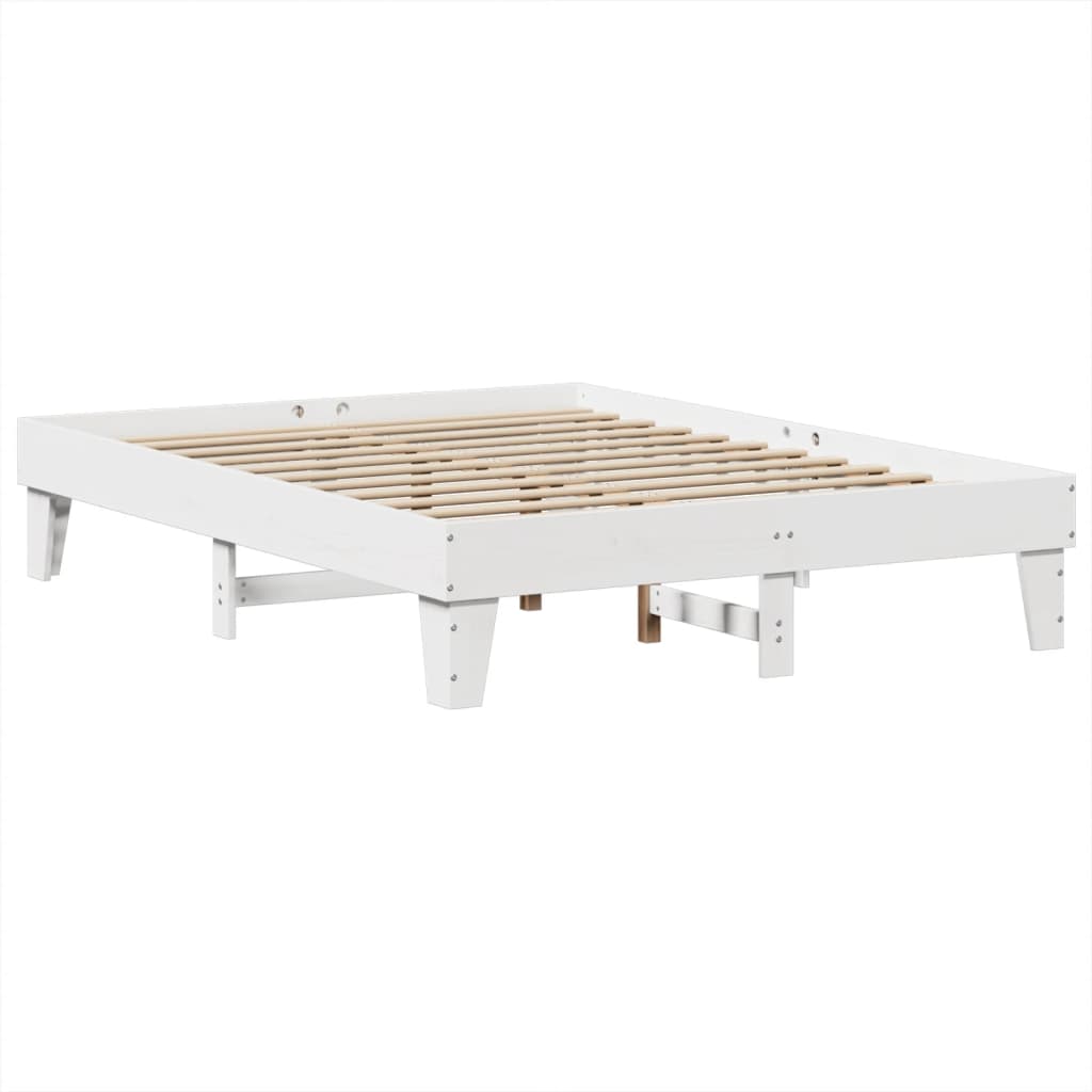 Letto senza Materasso Bianco 160x200 cm Legno Massello di Pino - homemem39