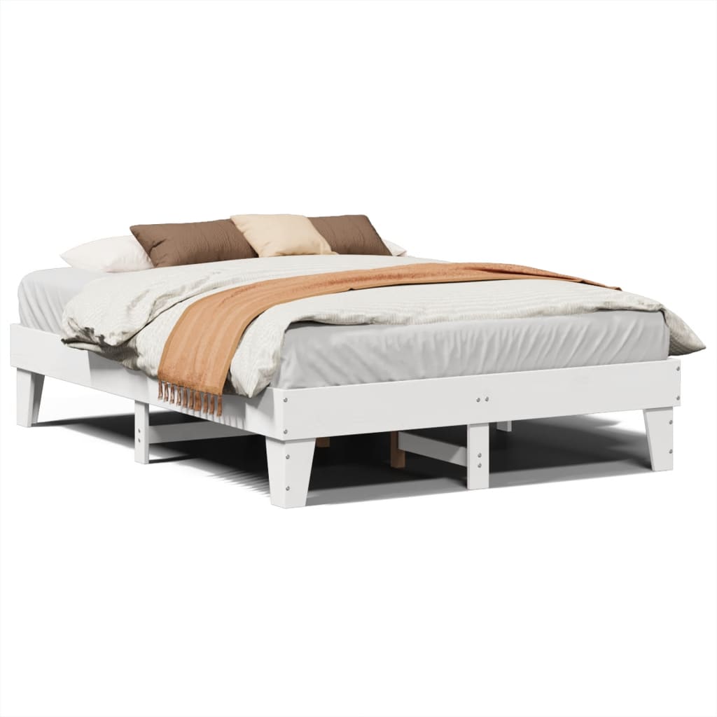 Letto senza Materasso Bianco 150x200 cm Legno Massello di Pino | homemem39