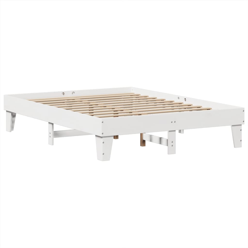 Letto senza Materasso Bianco 150x200 cm Legno Massello di Pino | homemem39
