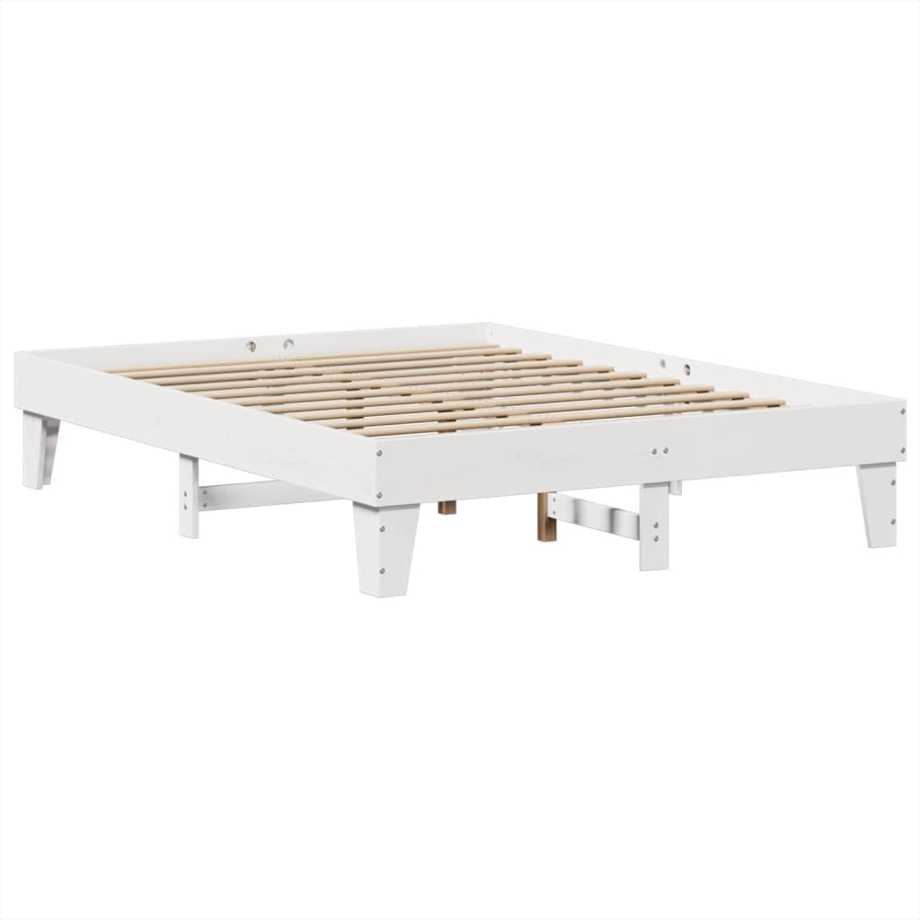 Letto senza Materasso Bianco 150x200 cm Legno Massello di Pino - homemem39