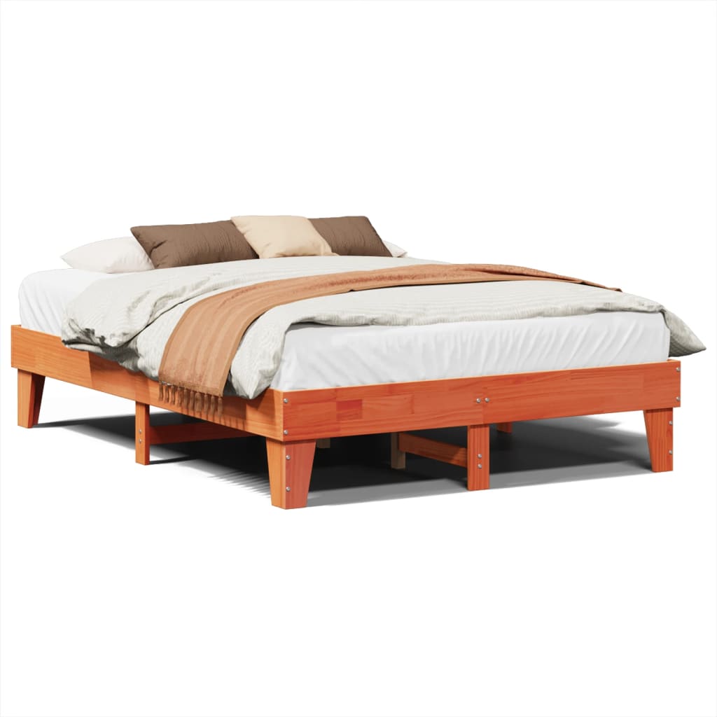 Letto senza Materasso Marrone Cera 150x200 cm in Legno di Pino | homemem39