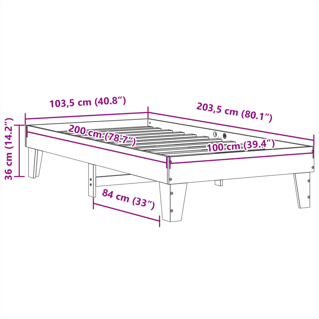 Giroletto senza Materasso 100x200 cm in Legno Massello di Pino | homemem39