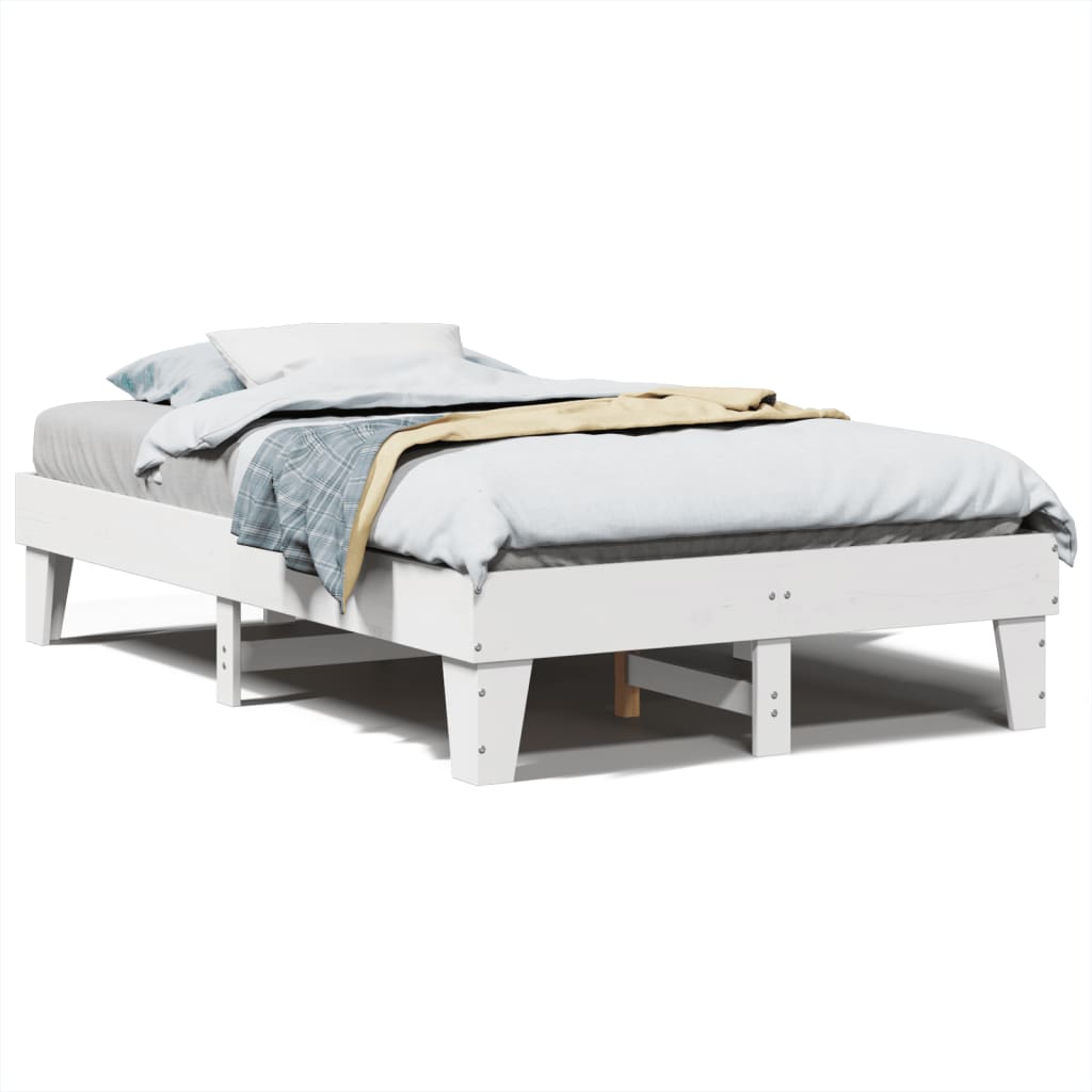 Letto senza Materasso Bianco 135x190 cm Legno Massello di Pino - homemem39