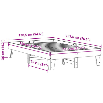 Letto senza Materasso Bianco 135x190 cm Legno Massello di Pino | homemem39