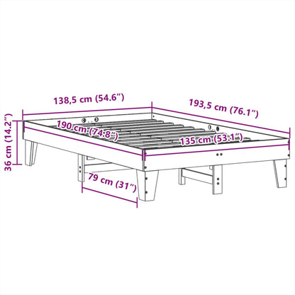Letto senza Materasso Marrone Cera 135x190 cm in Legno di Pino - homemem39
