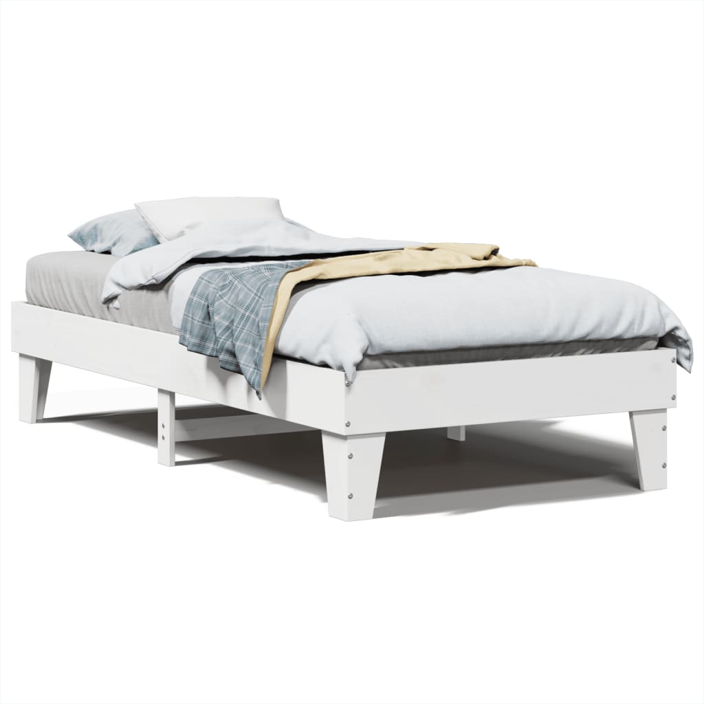 Letto senza Materasso Bianco 75x190 in Legno Massello di Pino | homemem39