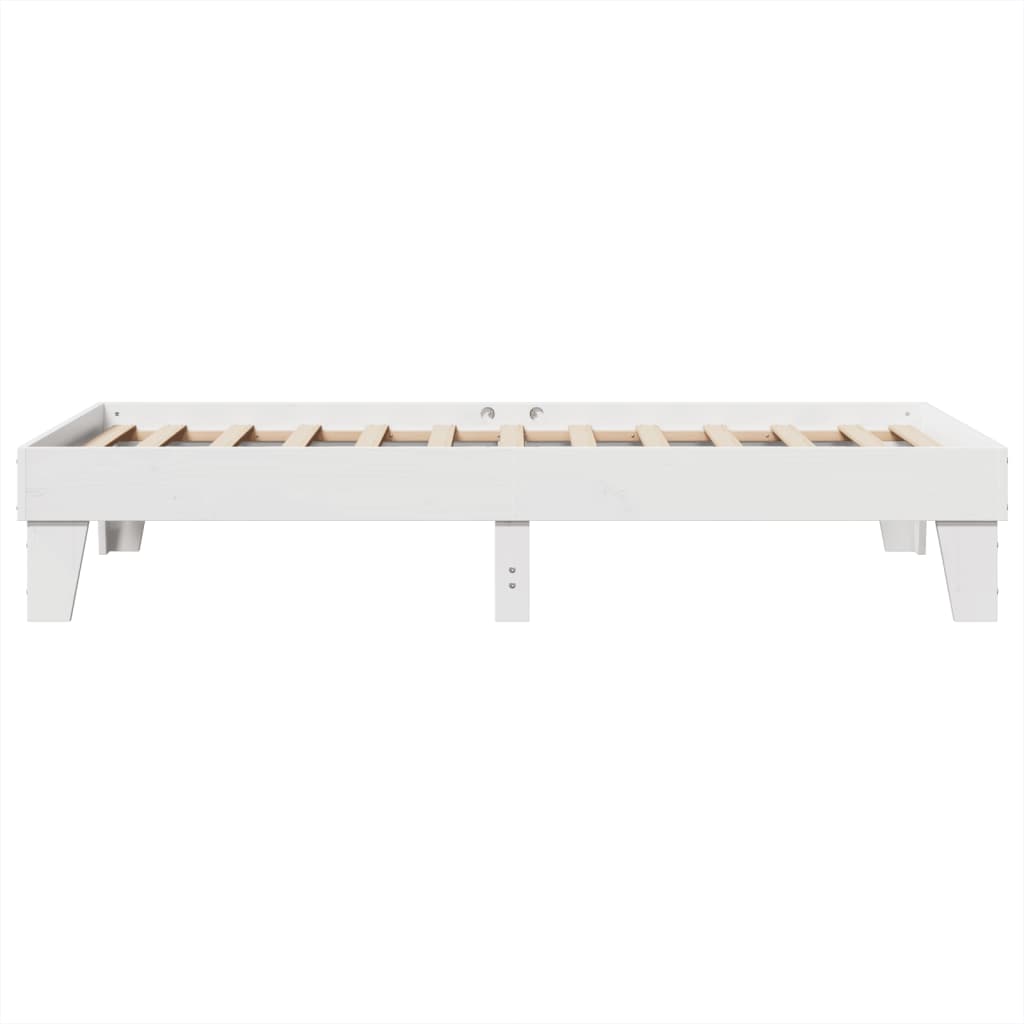 Letto senza Materasso Bianco 75x190 in Legno Massello di Pino | homemem39