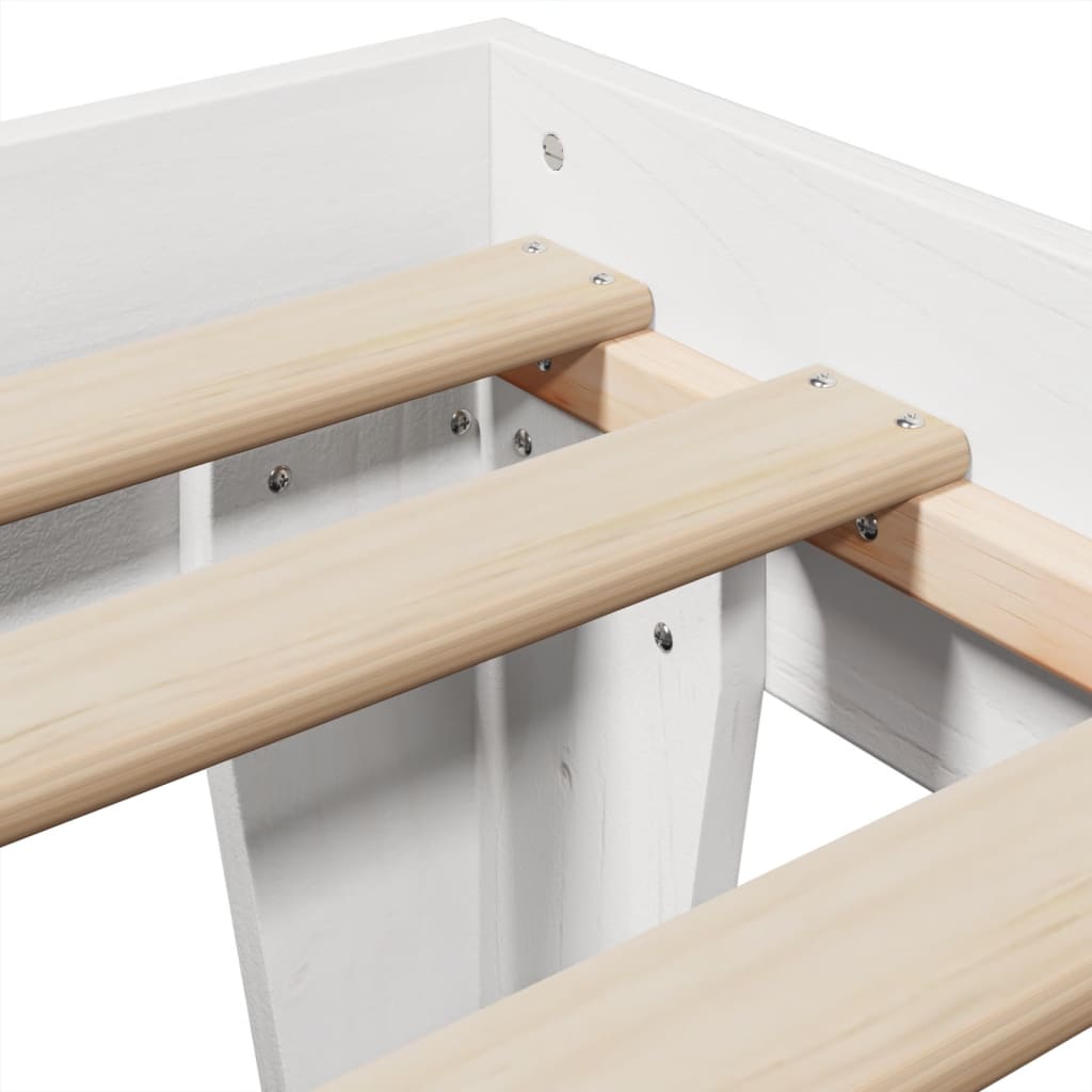Letto senza Materasso Bianco 75x190 in Legno Massello di Pino | homemem39