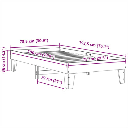 Letto senza Materasso Marrone Cera 75x190 cm in Legno di Pino | homemem39