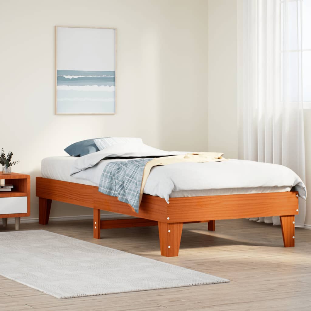 Letto senza Materasso Marrone Cera 75x190 cm in Legno di Pino - homemem39