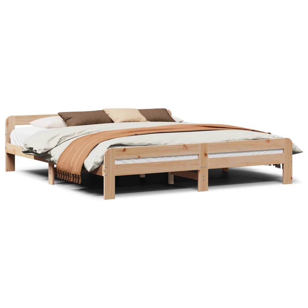 Letto senza Materasso 200x200 cm in Legno Massello di Pino | homemem39