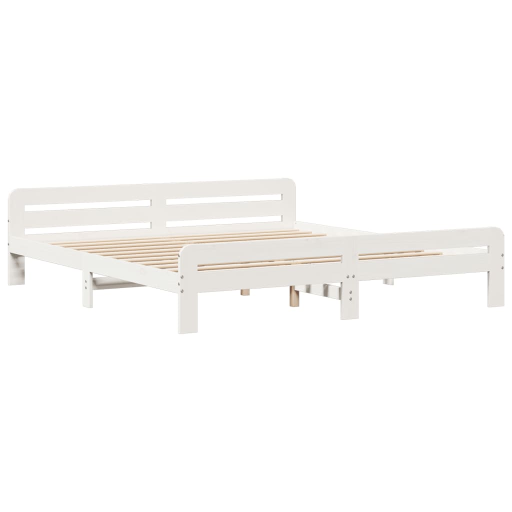 Giroletto senza Materasso Bianco 200x200 cm Legno Massello Pino | homemem39
