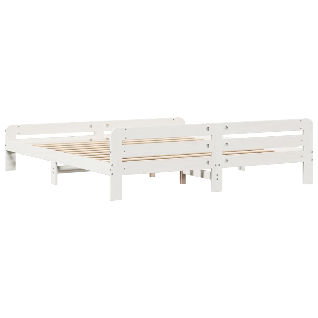Giroletto senza Materasso Bianco 200x200 cm Legno Massello Pino | homemem39
