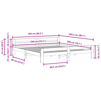Giroletto senza Materasso Bianco 200x200 cm Legno Massello Pino | homemem39