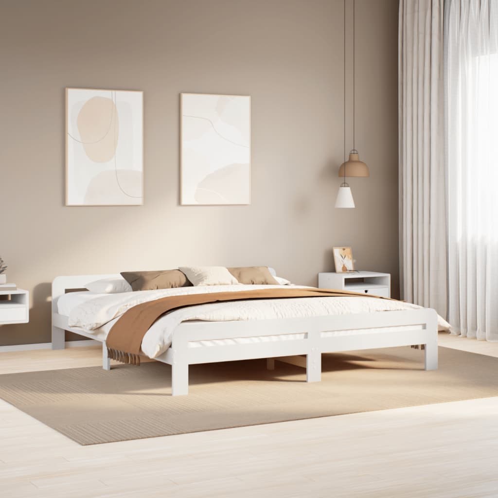 Giroletto senza Materasso Bianco 200x200 cm Legno Massello Pino | homemem39