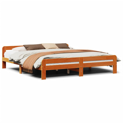 Letto senza Materasso Marrone Cera 200x200 cm in Legno di Pino - homemem39
