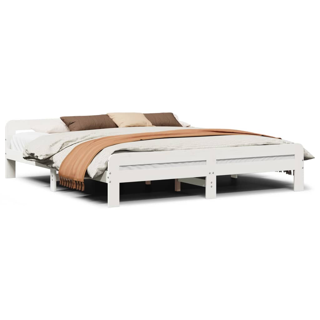 Letto senza Materasso Bianco 180x200 cm Legno Massello di Pino - homemem39