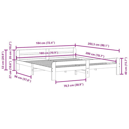 Letto senza Materasso Bianco 180x200 cm Legno Massello di Pino | homemem39